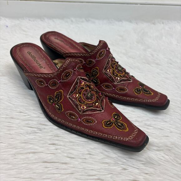 Dollhouse Shoes - Dollhouse Tina Vintage Y2K Beaded Embellished Western Style Mules Size 7.5